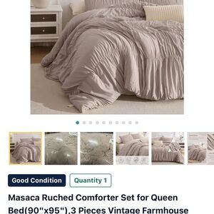 Ruched Comforter Set in Taupe - Queen